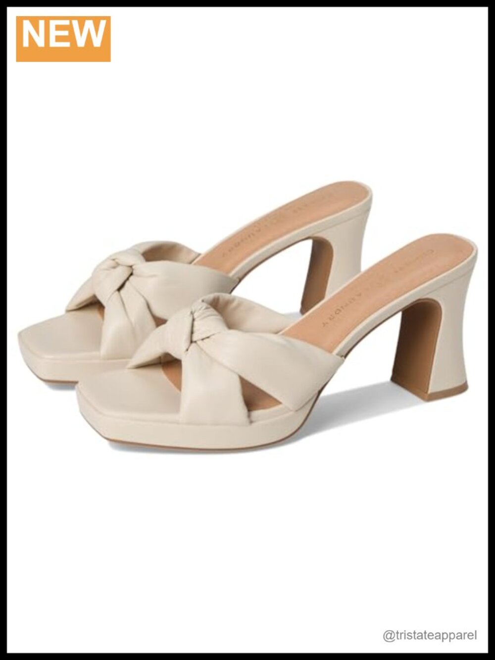 Platform Sandal Block Heel Square Toe Faux Leather Knotted Slingback